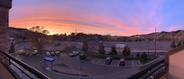 Panoramic sunrise view from balcony