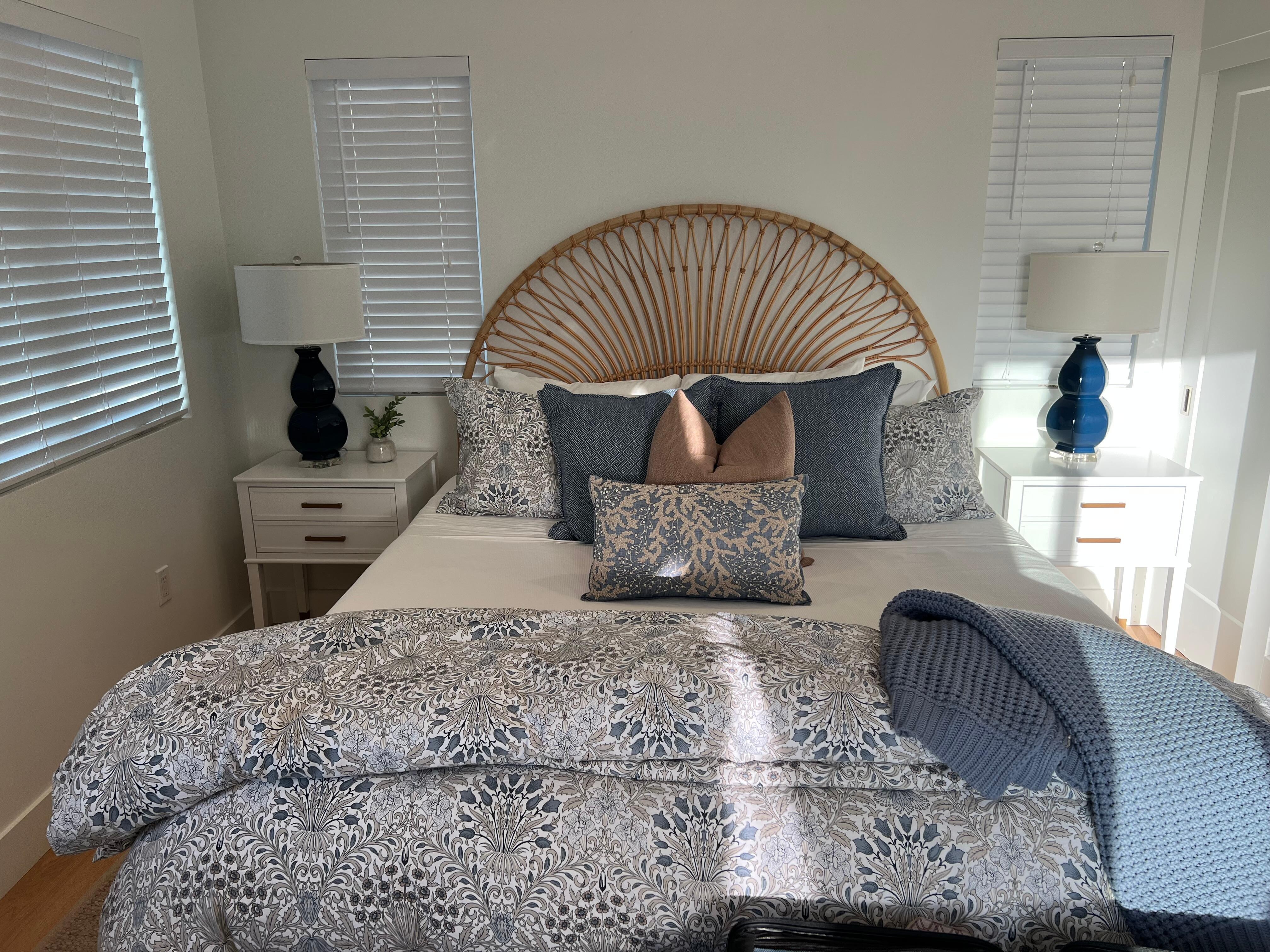 Master bedroom with sunset view behind me. 