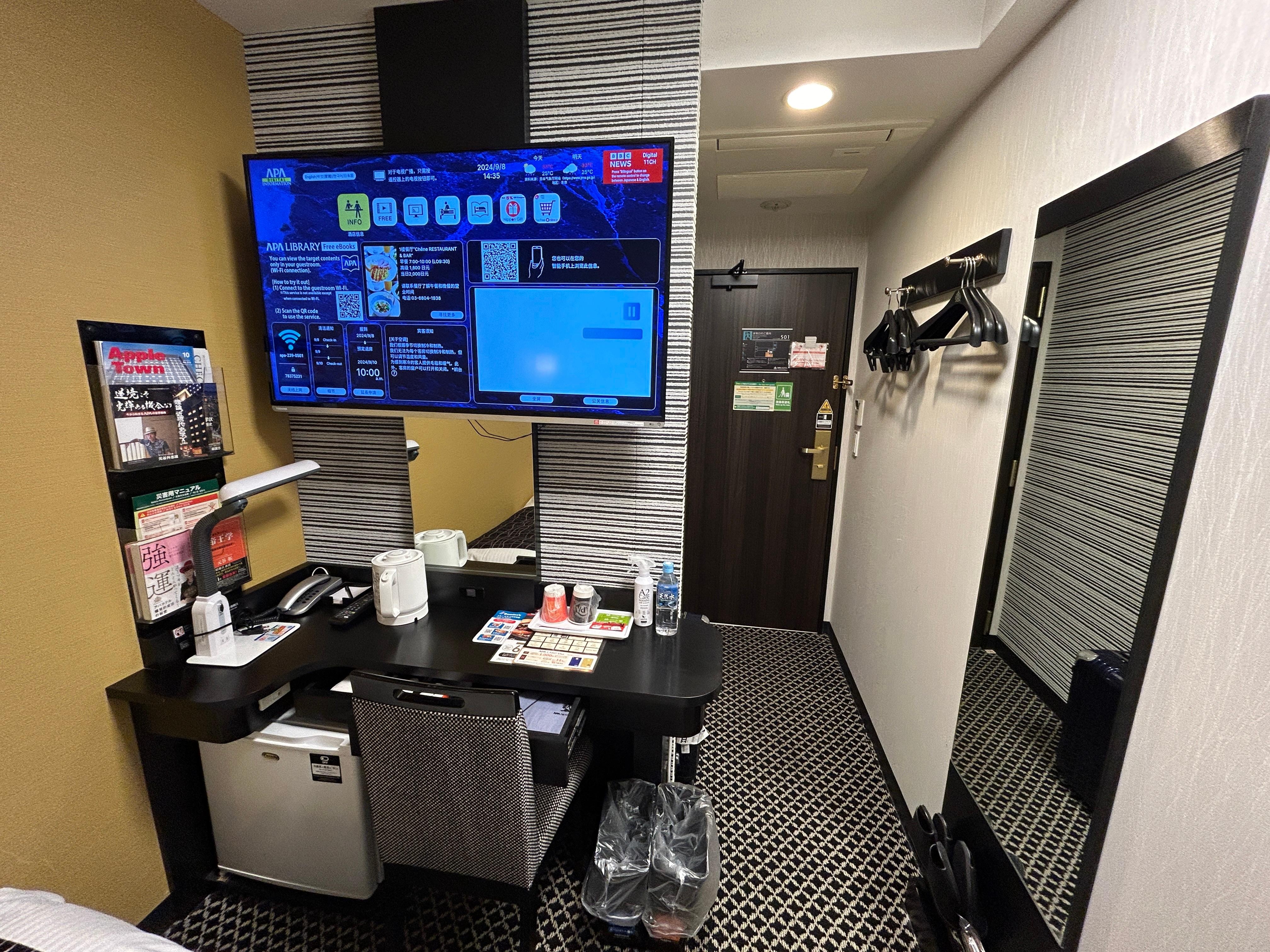 Room is small but with everything you need included CAT5 network connection. 