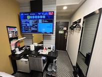 Room is small but with everything you need included CAT5 network connection.