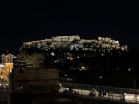 Blick vom Balkon auf die Akrópolis