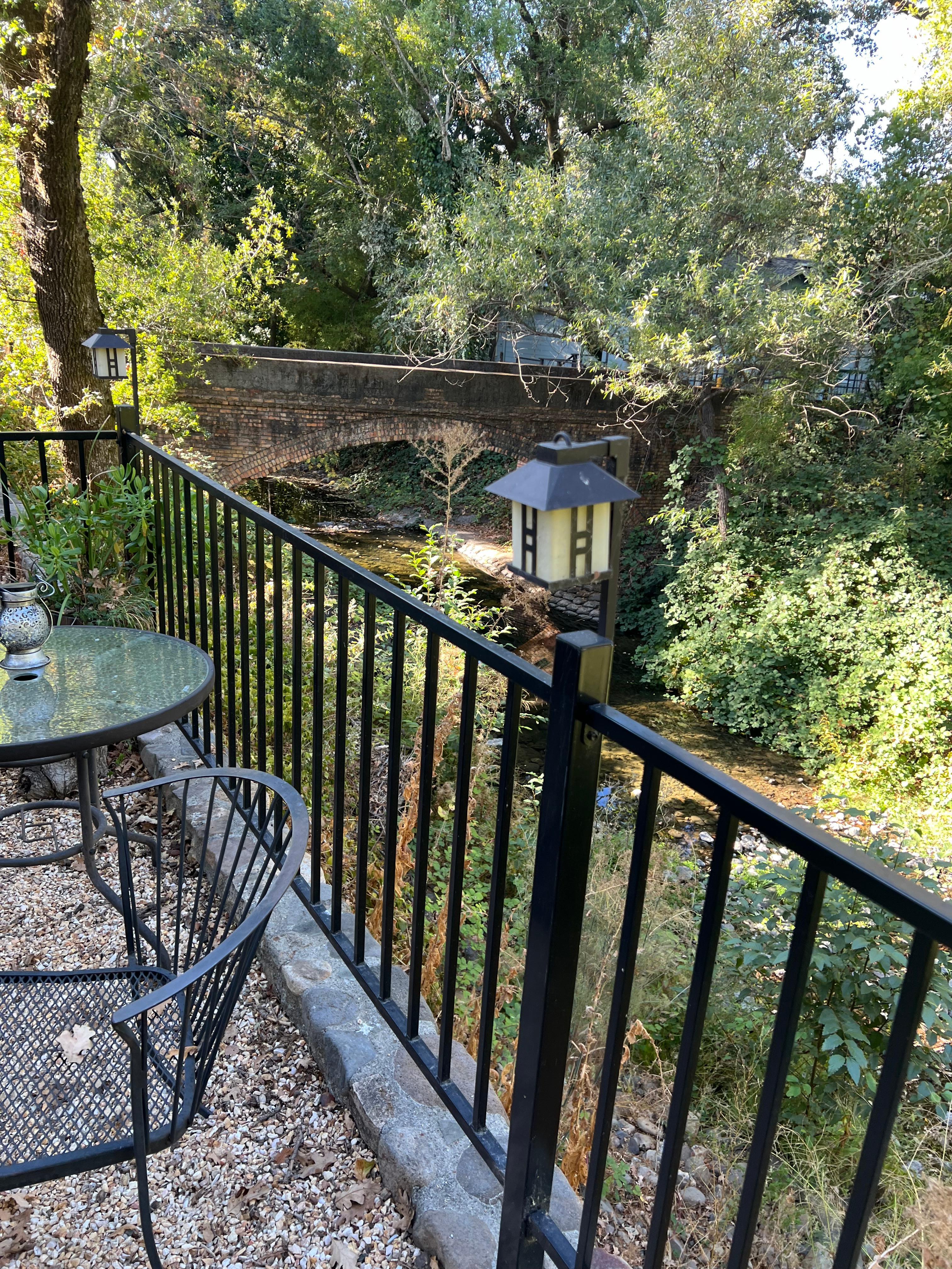 A patio view from the cottages 