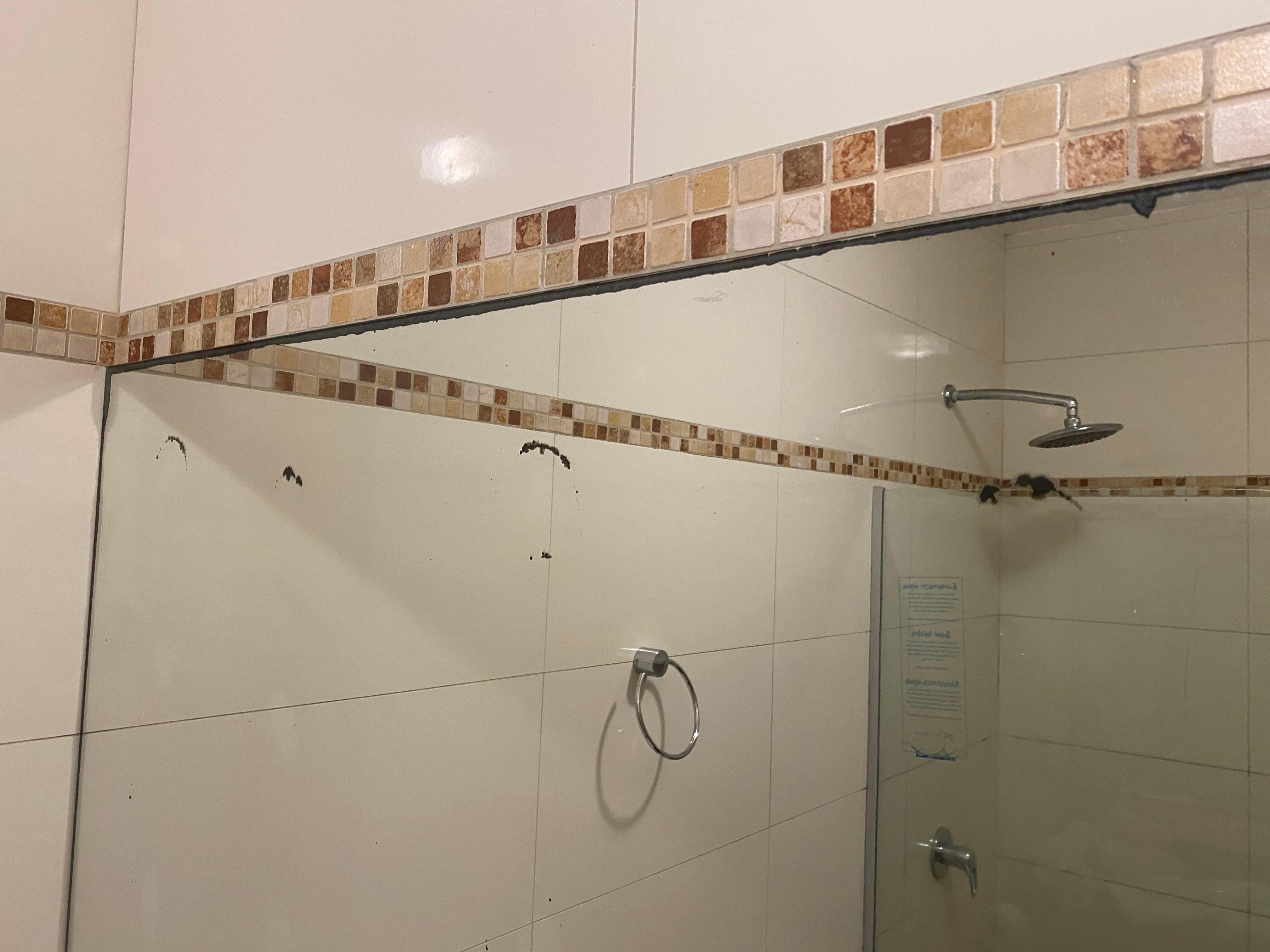 Scratches on the bathroom mirror
