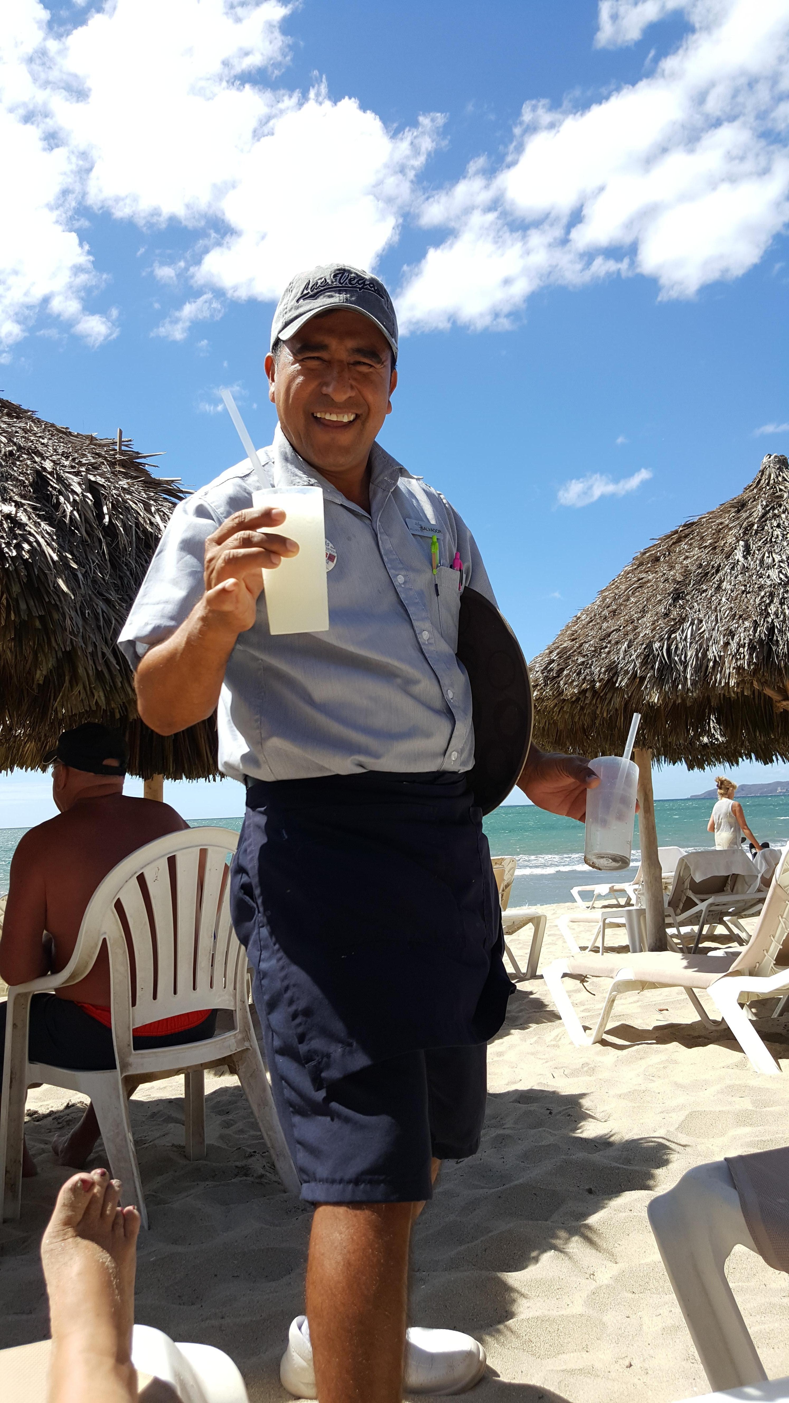 Our beach server is always very happy
