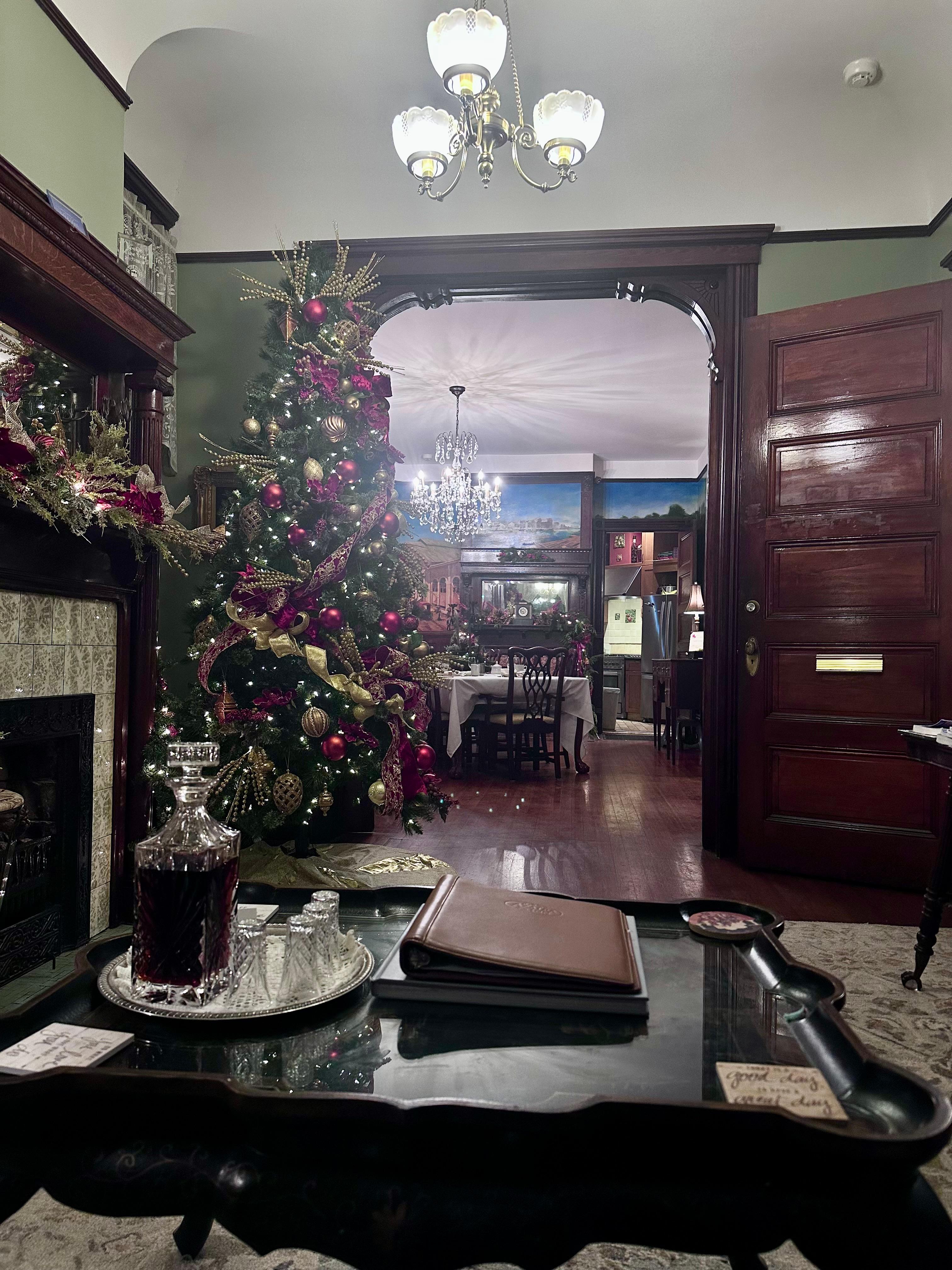 Christmas decorated lobby