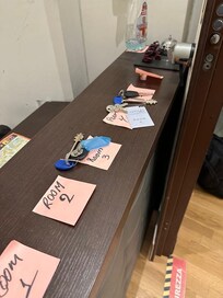 Reception desk with key pick up