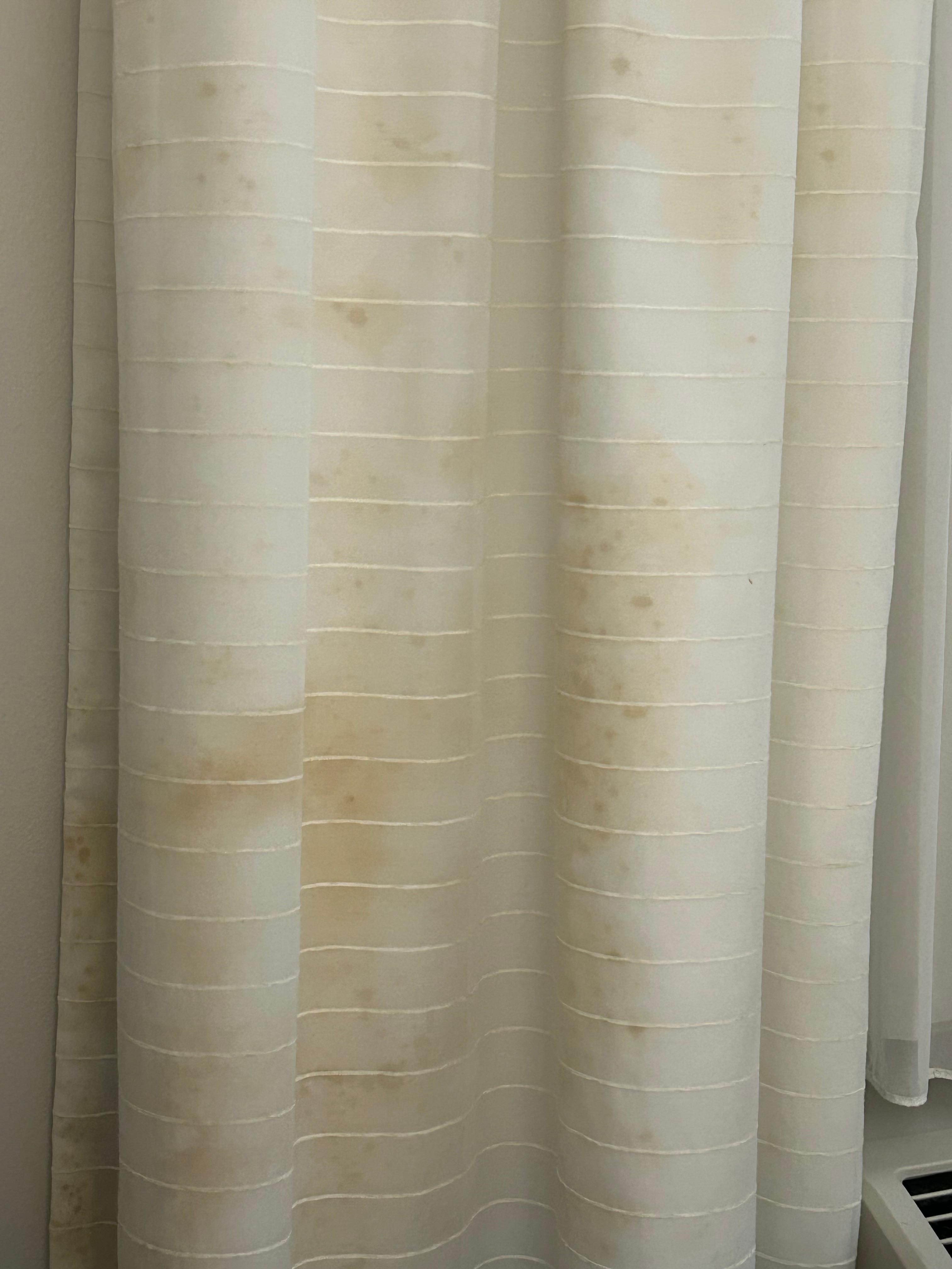 Curtains. Scary stains. 