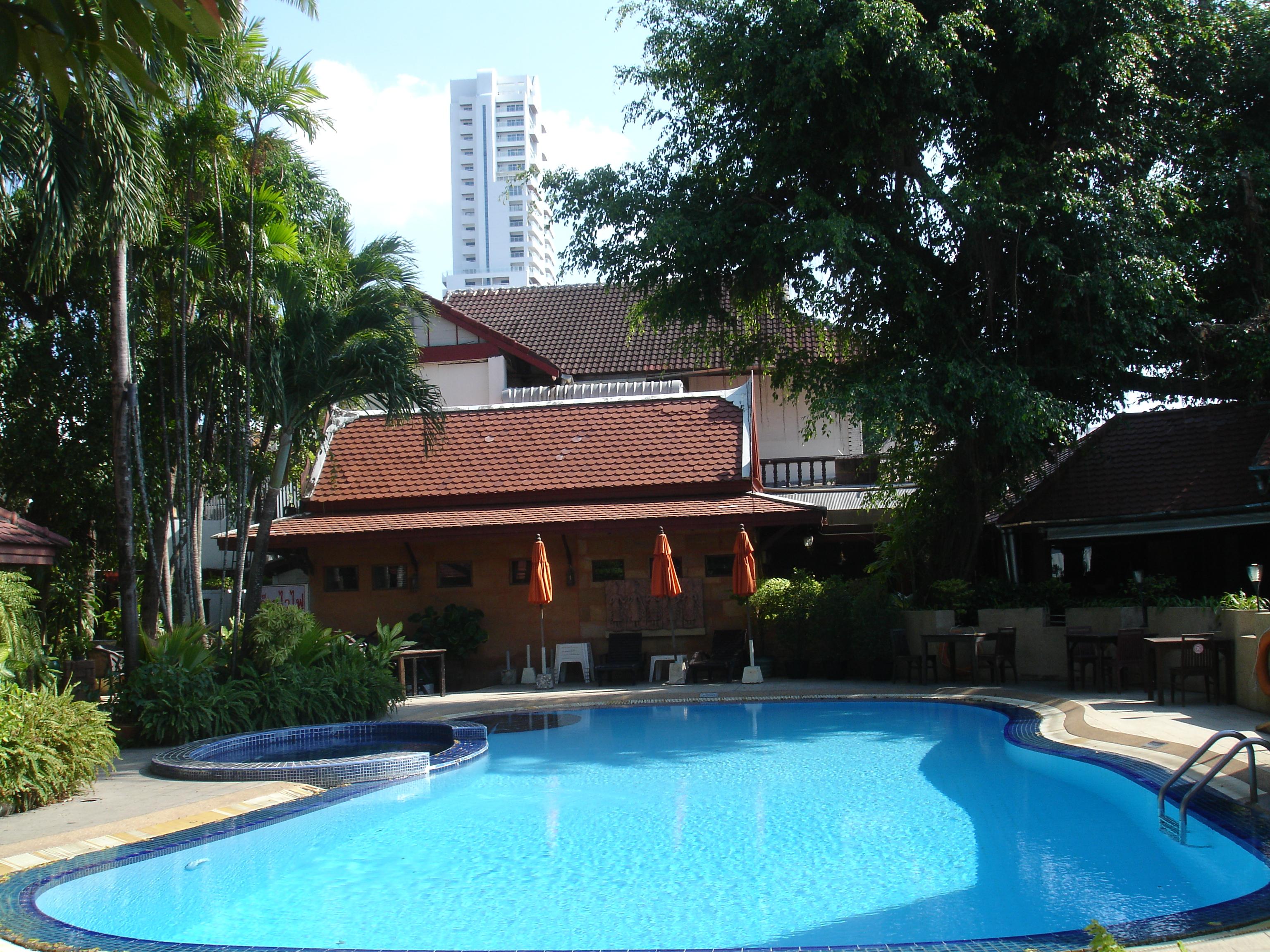 Pool across from reception area.