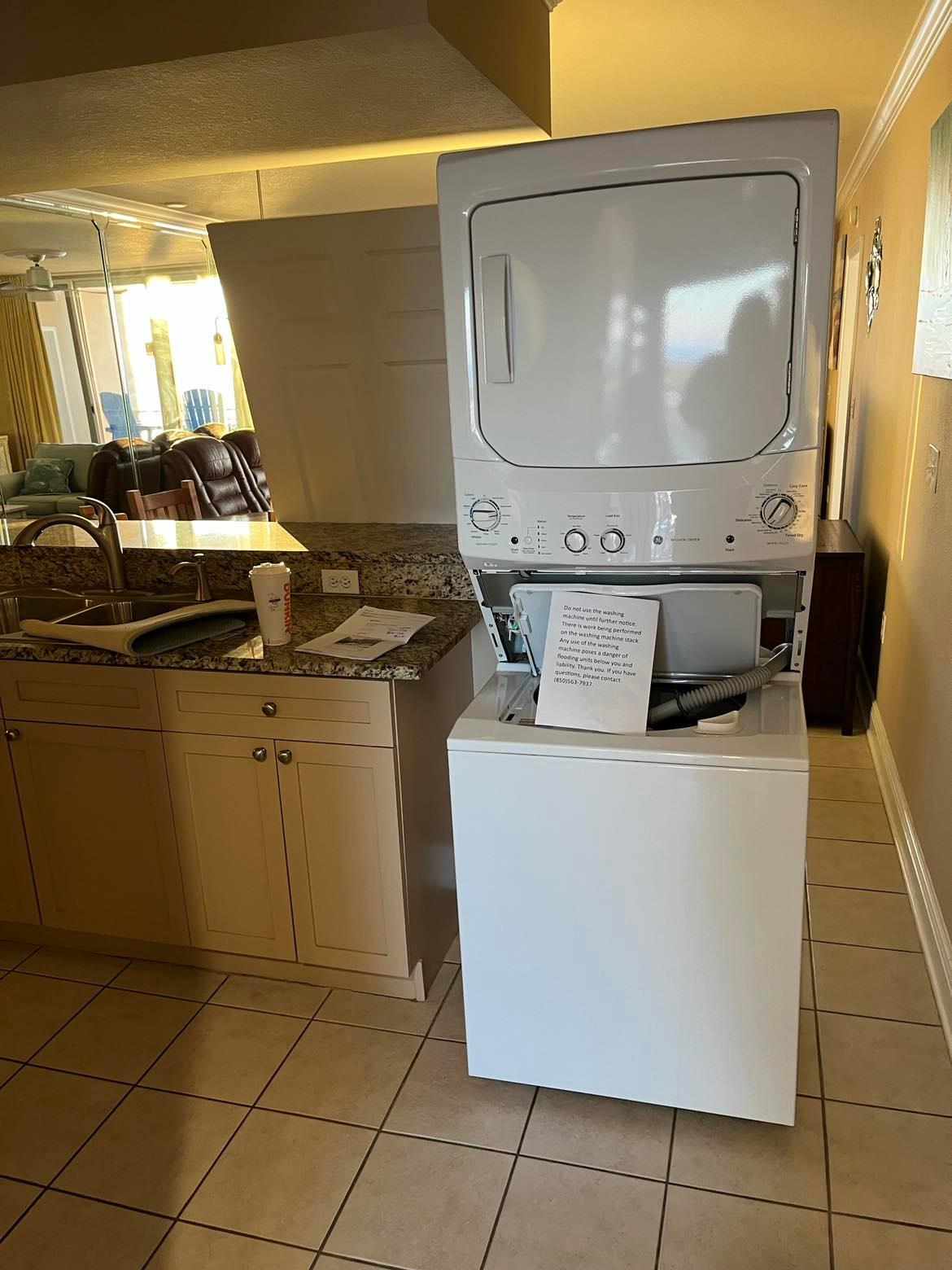 Washer and dryer blocking living room