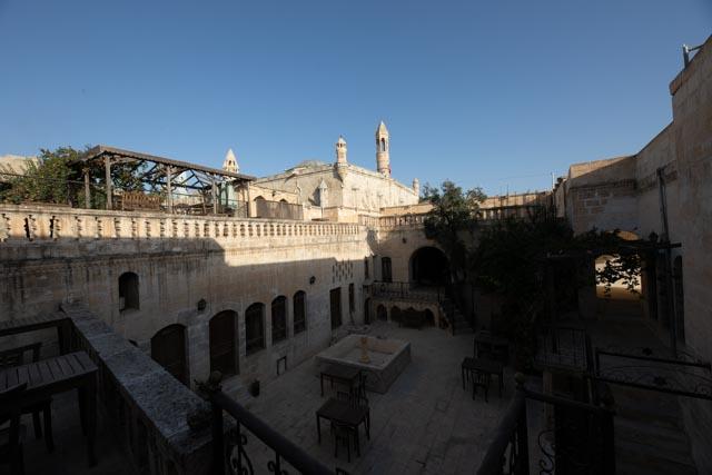 View of courtyard with church-turned-mosque in background