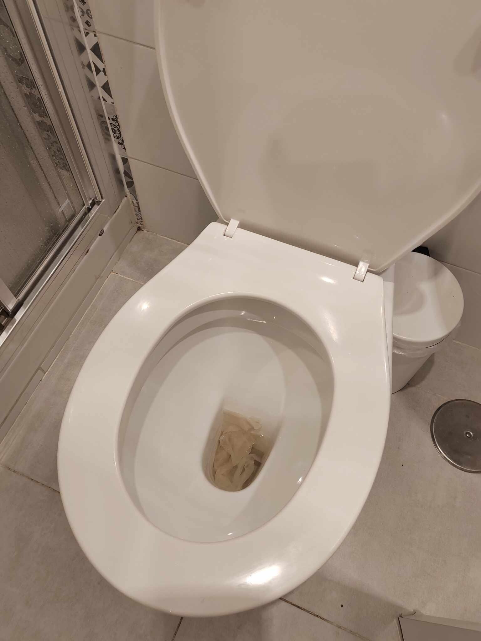 Toilettes à l'arrivée, odeur infecte dans la pièce