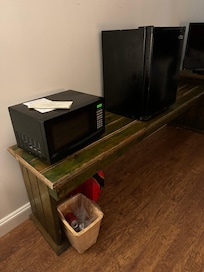 Old dirty wooden planks instead of proper furniture