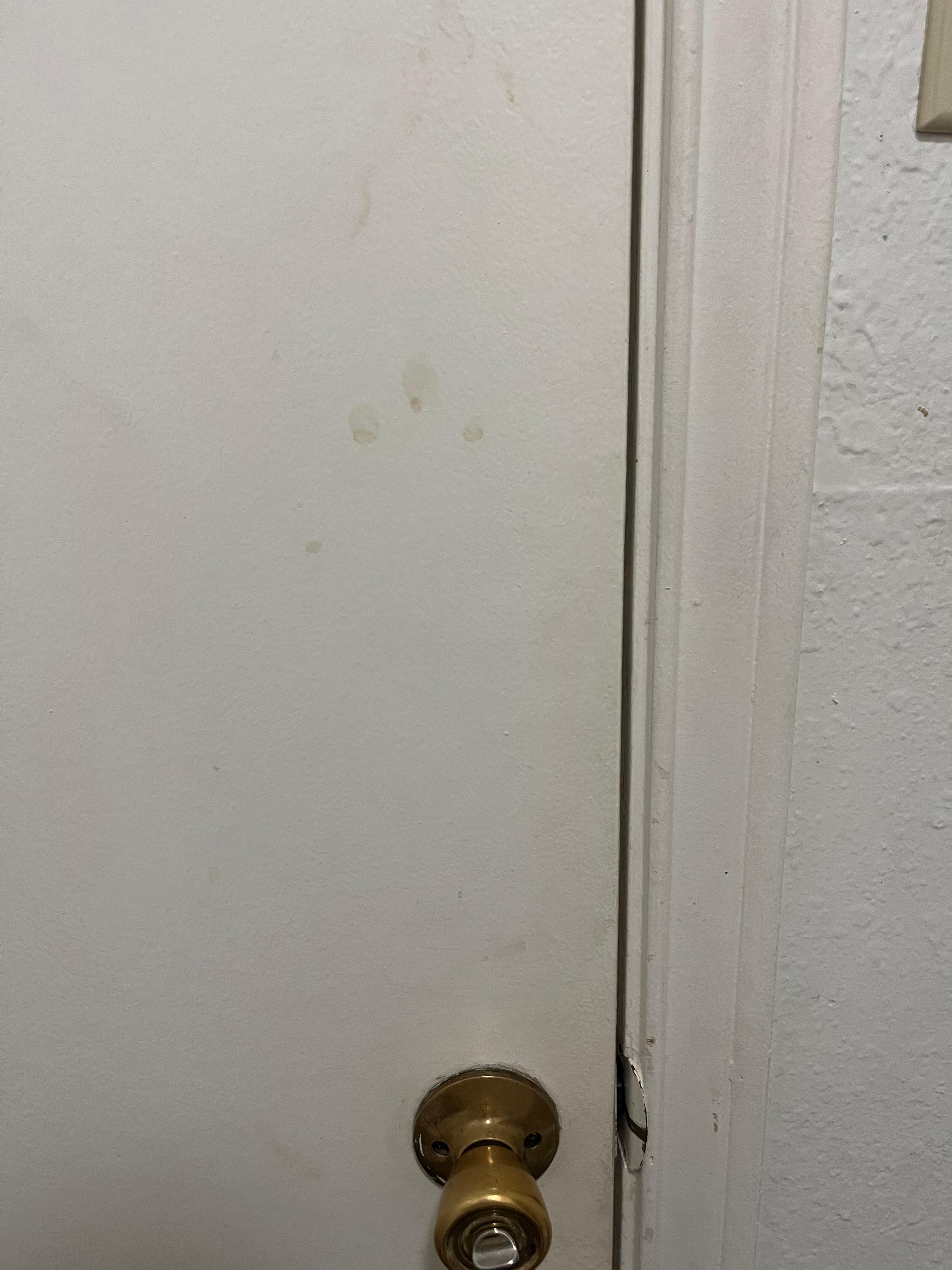 Stains on the bathroom door