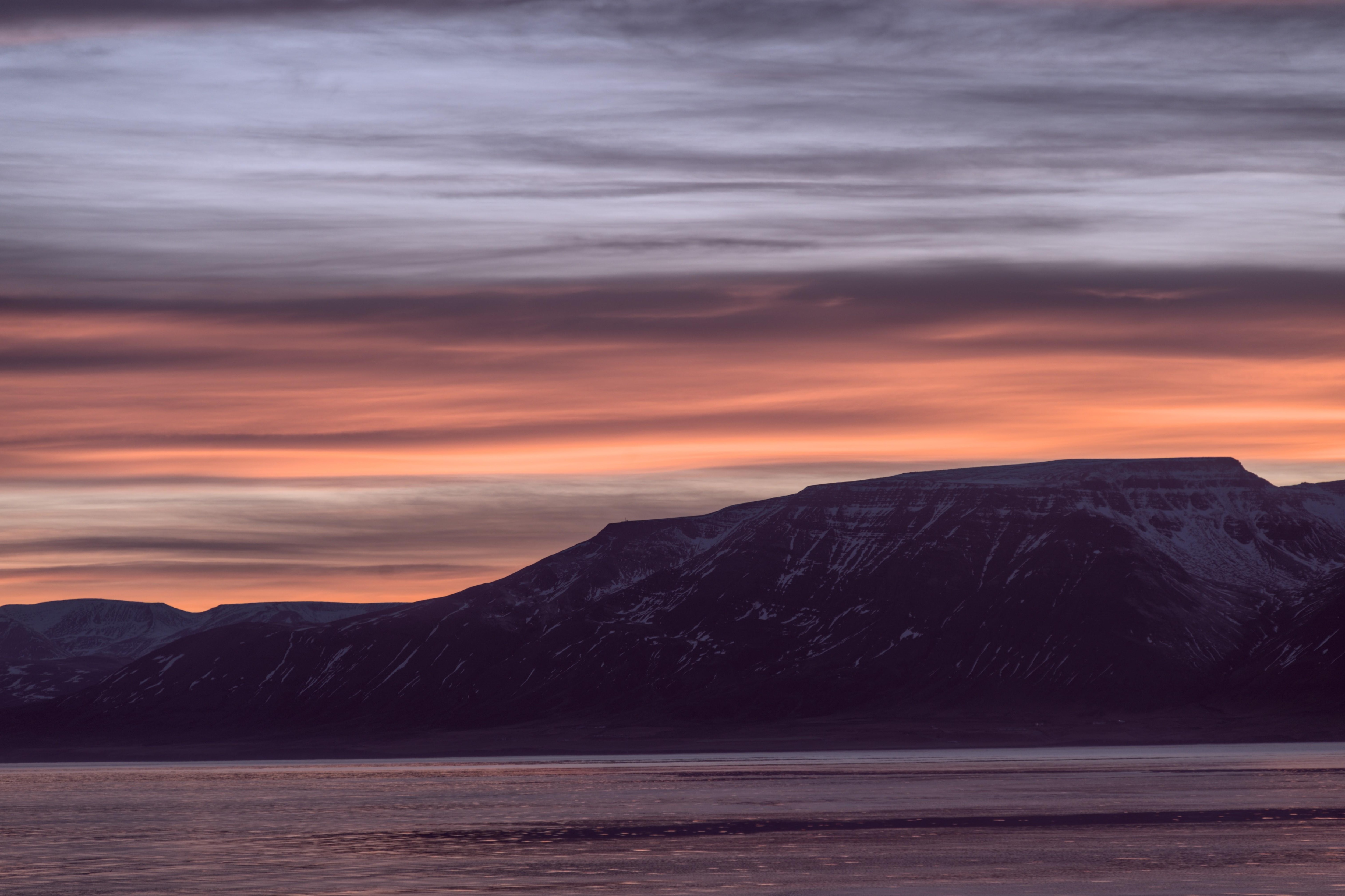 A late-October sunrise from the window of my room at Sunnuberg Guesthouse (two rooms have this view)