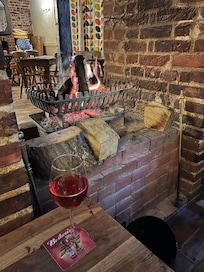 Wine and fire in the pub