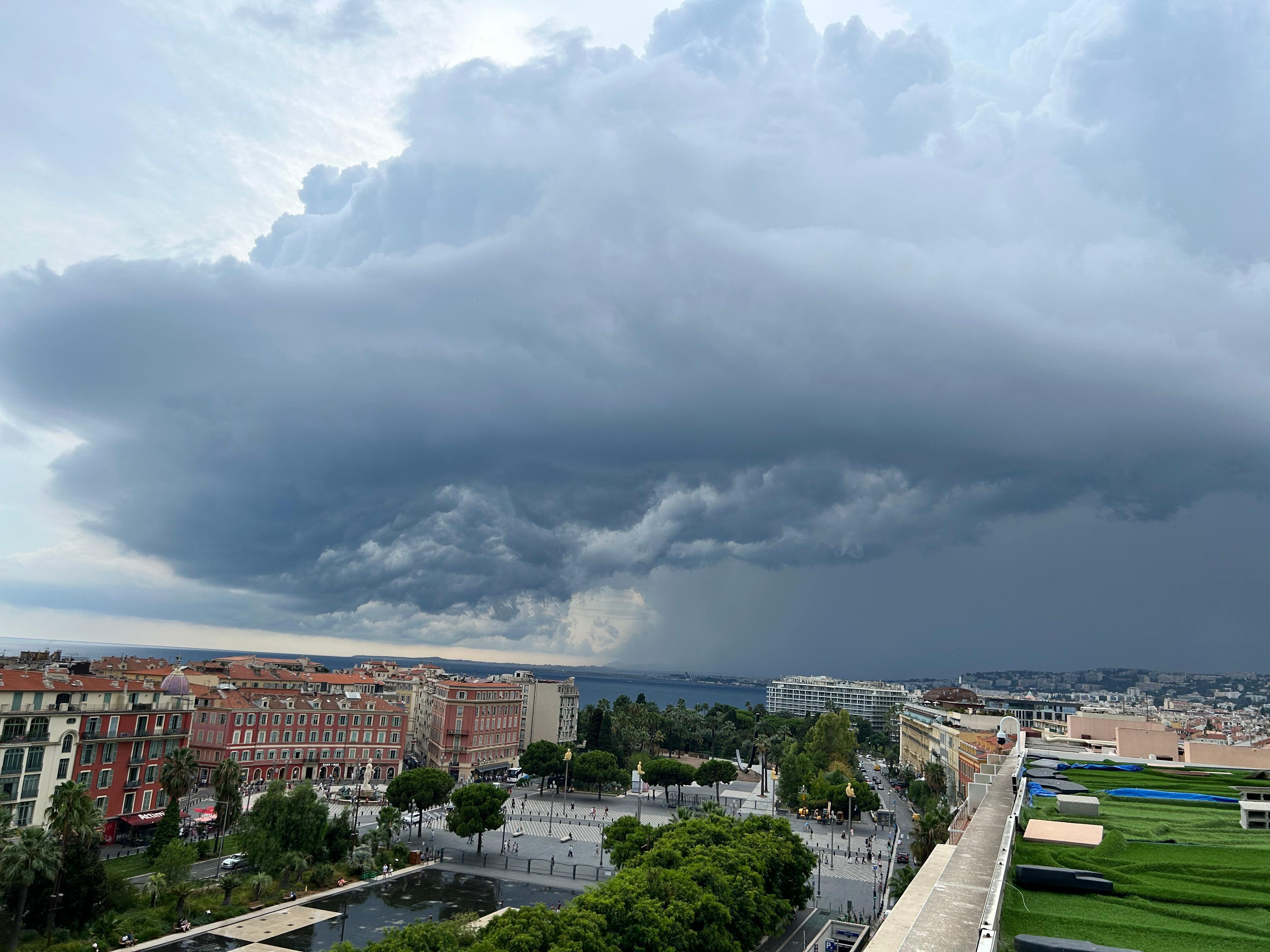 Rare thunderstorm approaching moon bar