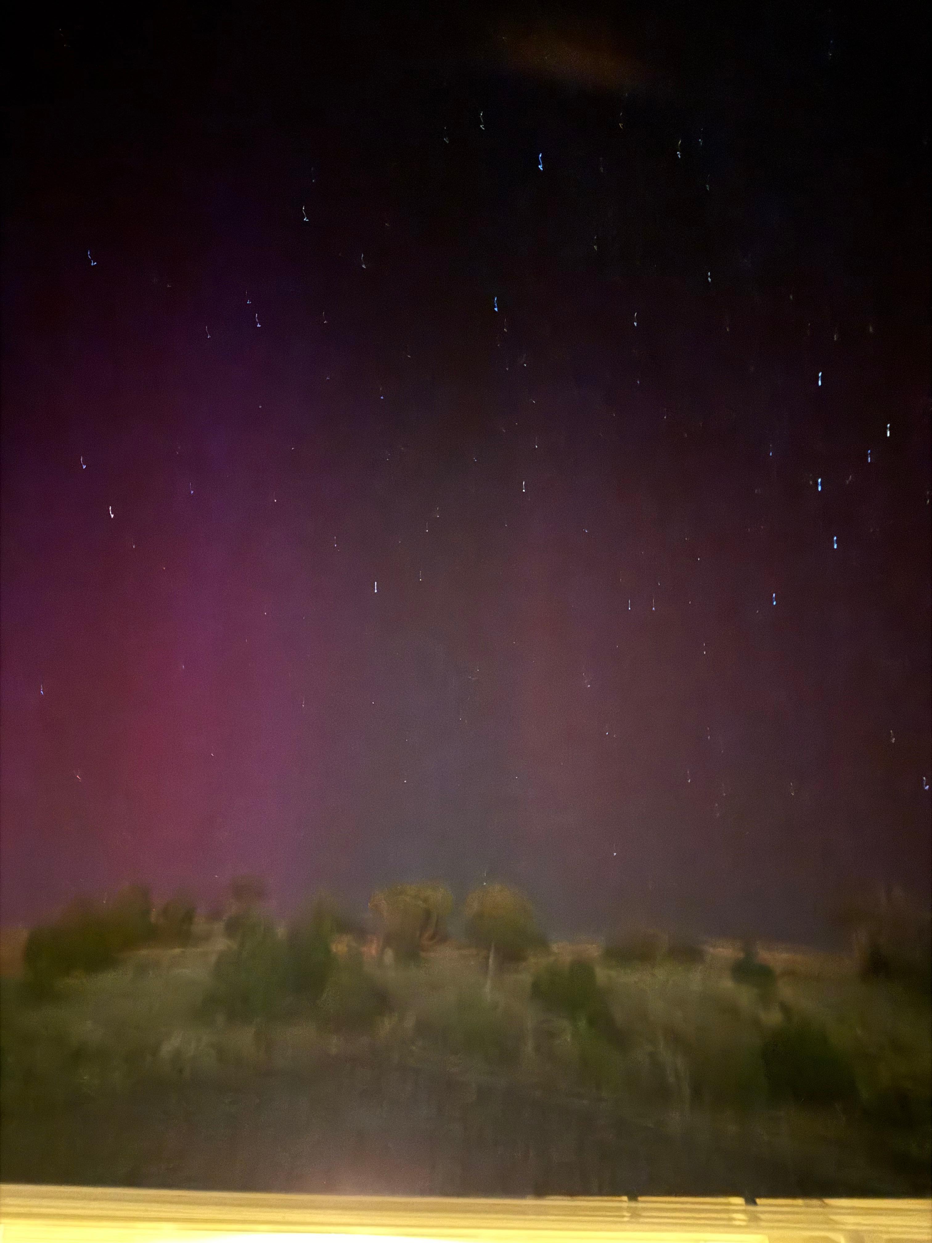 Aurora Borealis above Mammoth Hot Springs in Yellowstone National Park.