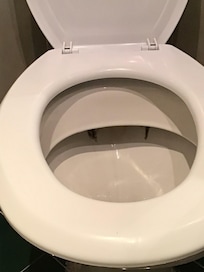 Mold on the toilet and move every time you used it, we report it ,nothing happened, water came out of the base every time you used it