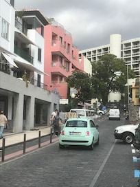 Close to shops and restaurants