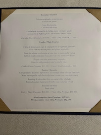 Evening menu