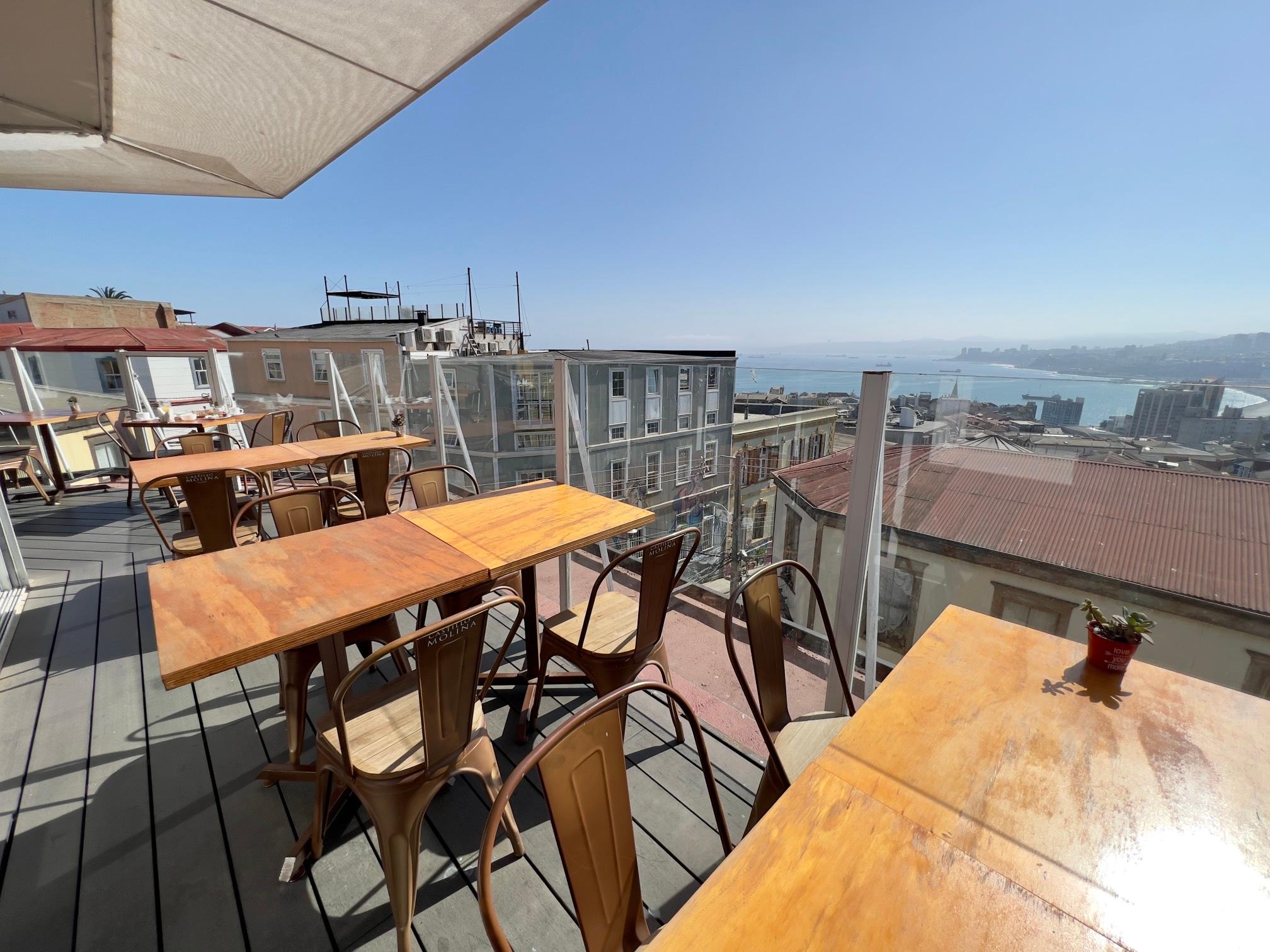 Terraza view showing outside tables. 