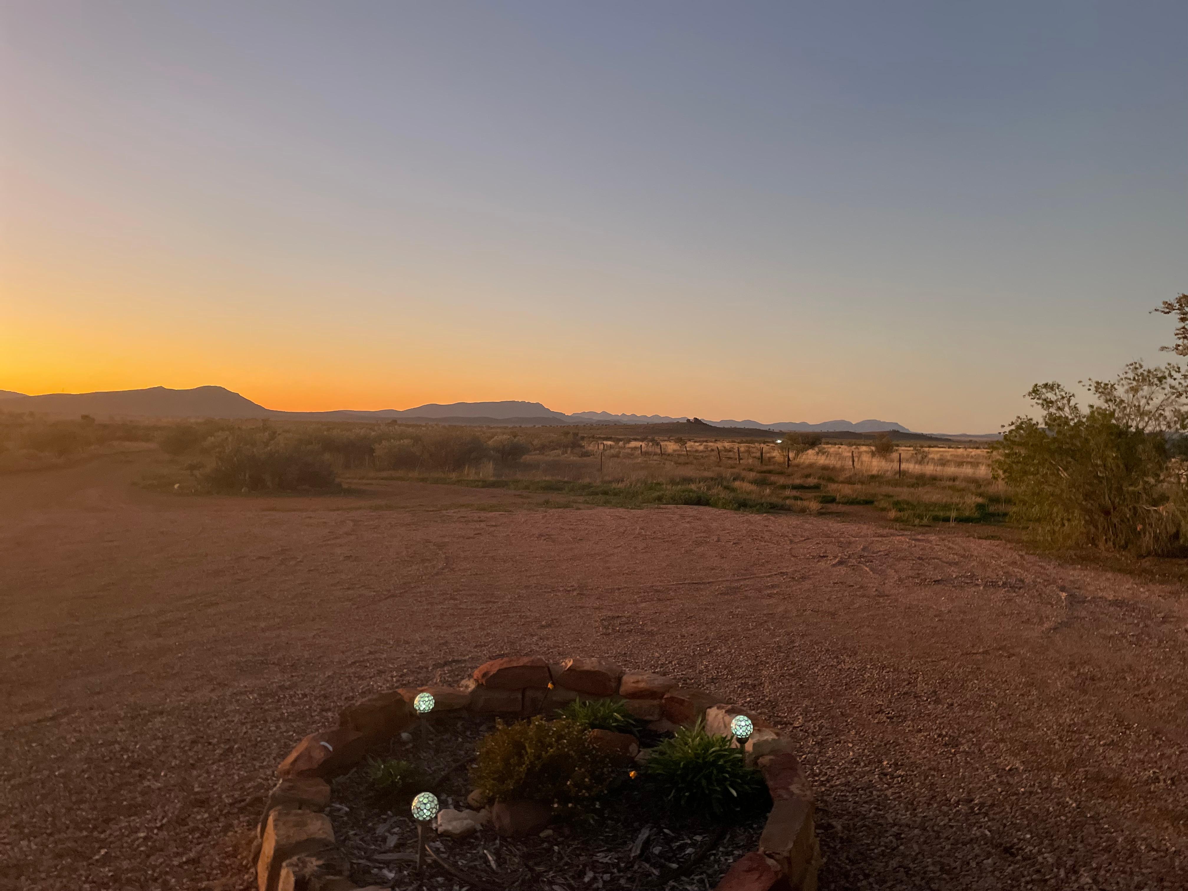 View at dusk from the cottage.