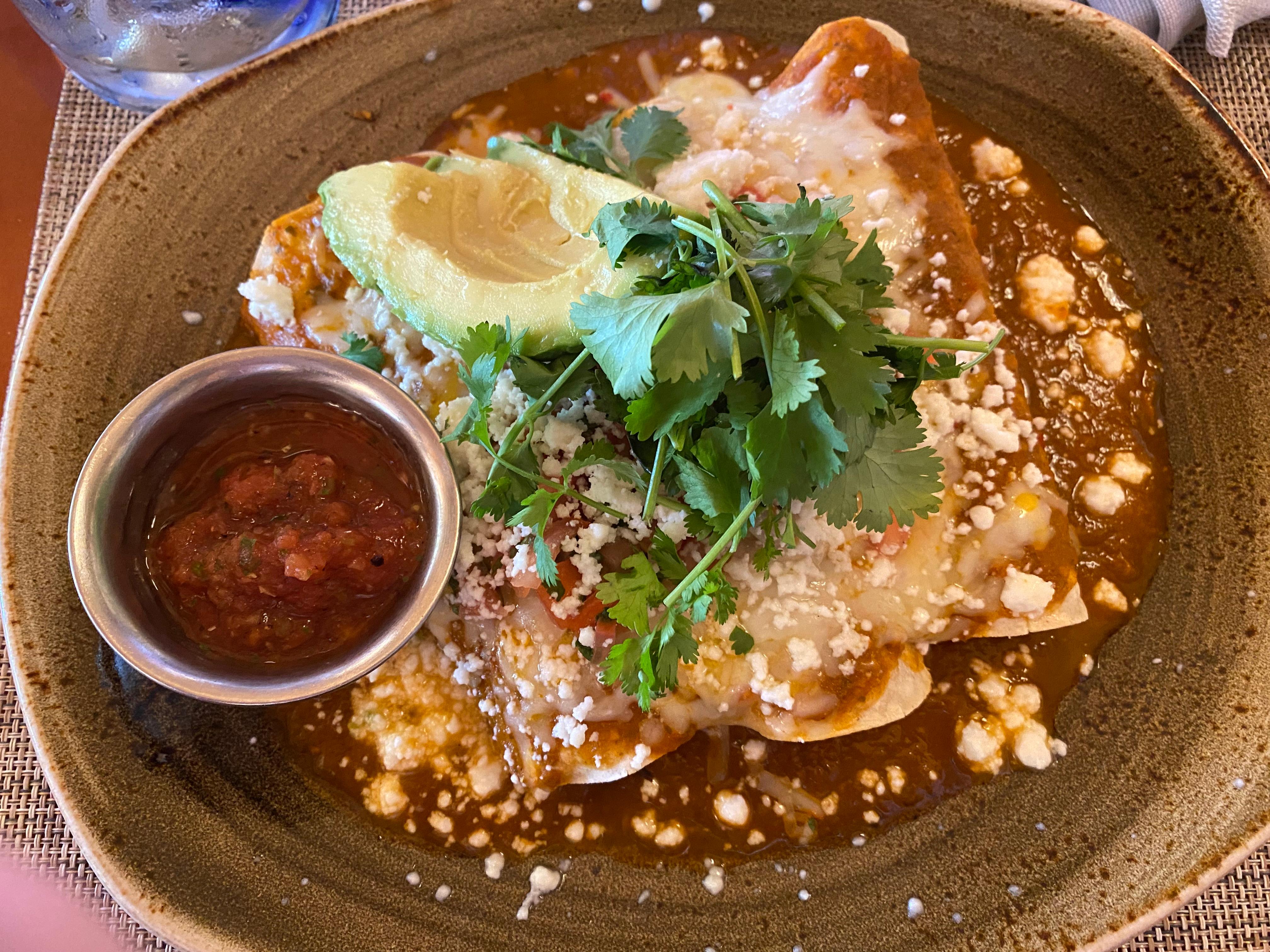 Enchiladas from the breakfast menu