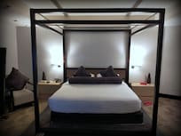 Bedroom as viewed at the entry from the living room.