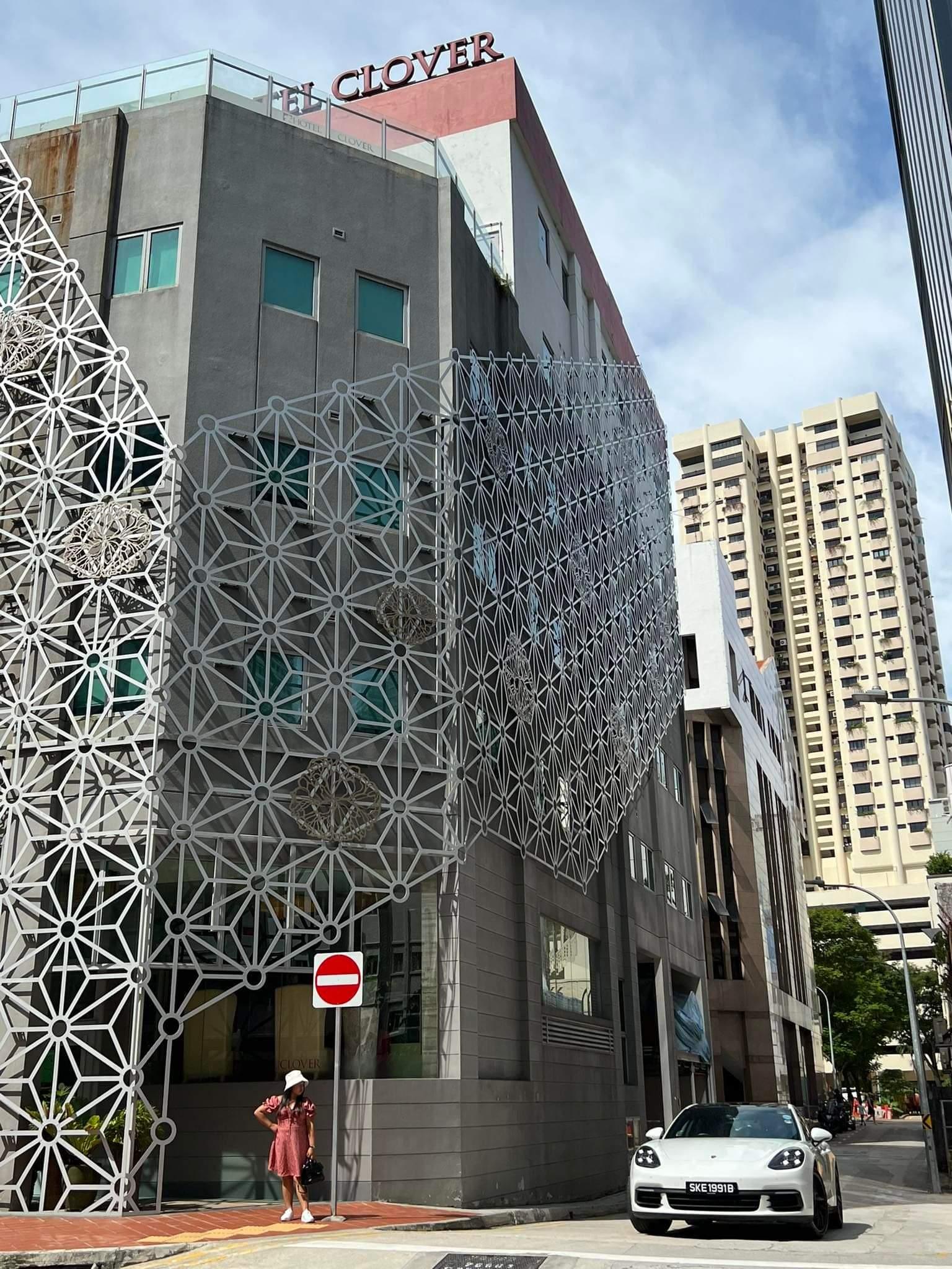 View of the hotel along Hongkong Street. 