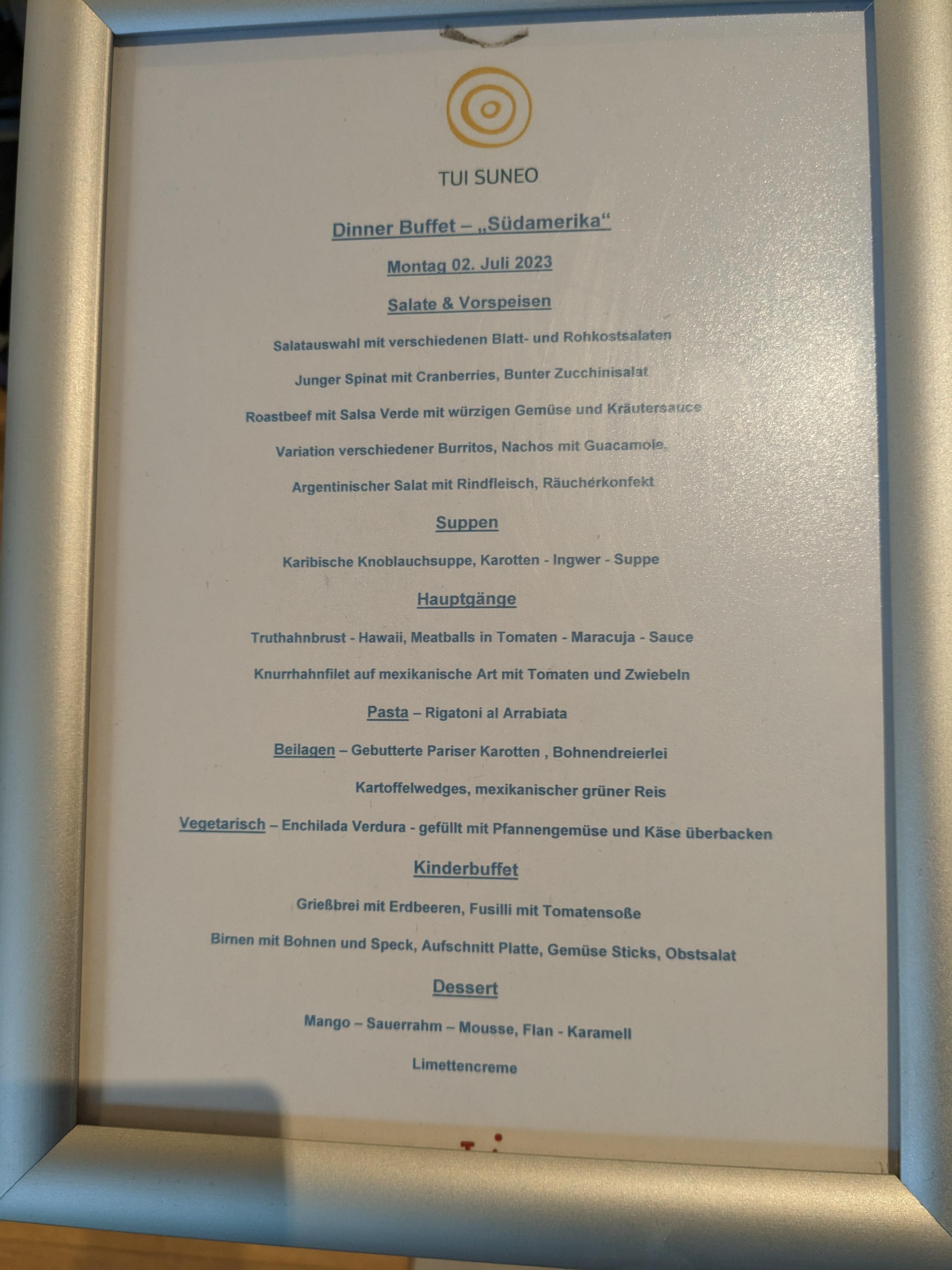 Dinner menu #1