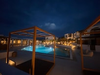 Nighttime view of pool