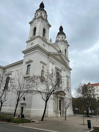 View of church from entrance to building.