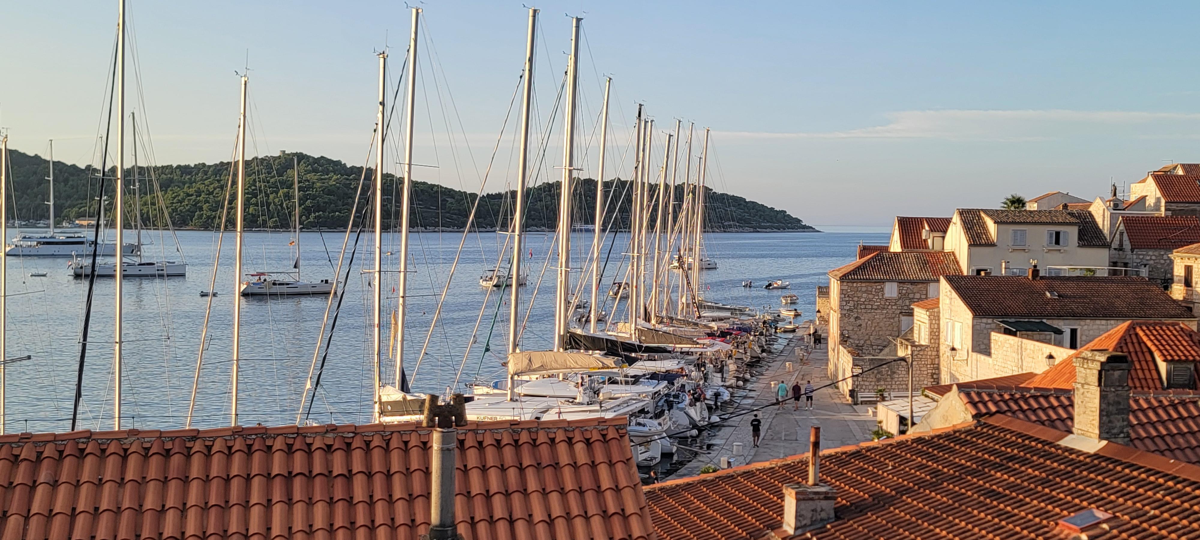 View from balcony of sailboat row