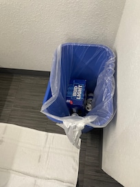 Beers in trash can of the room I was just given