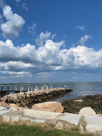 Along the beach walking path.
