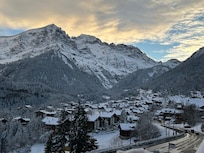 View from my balcony at the Le White Hotel and Spa Champery, Switzerland.