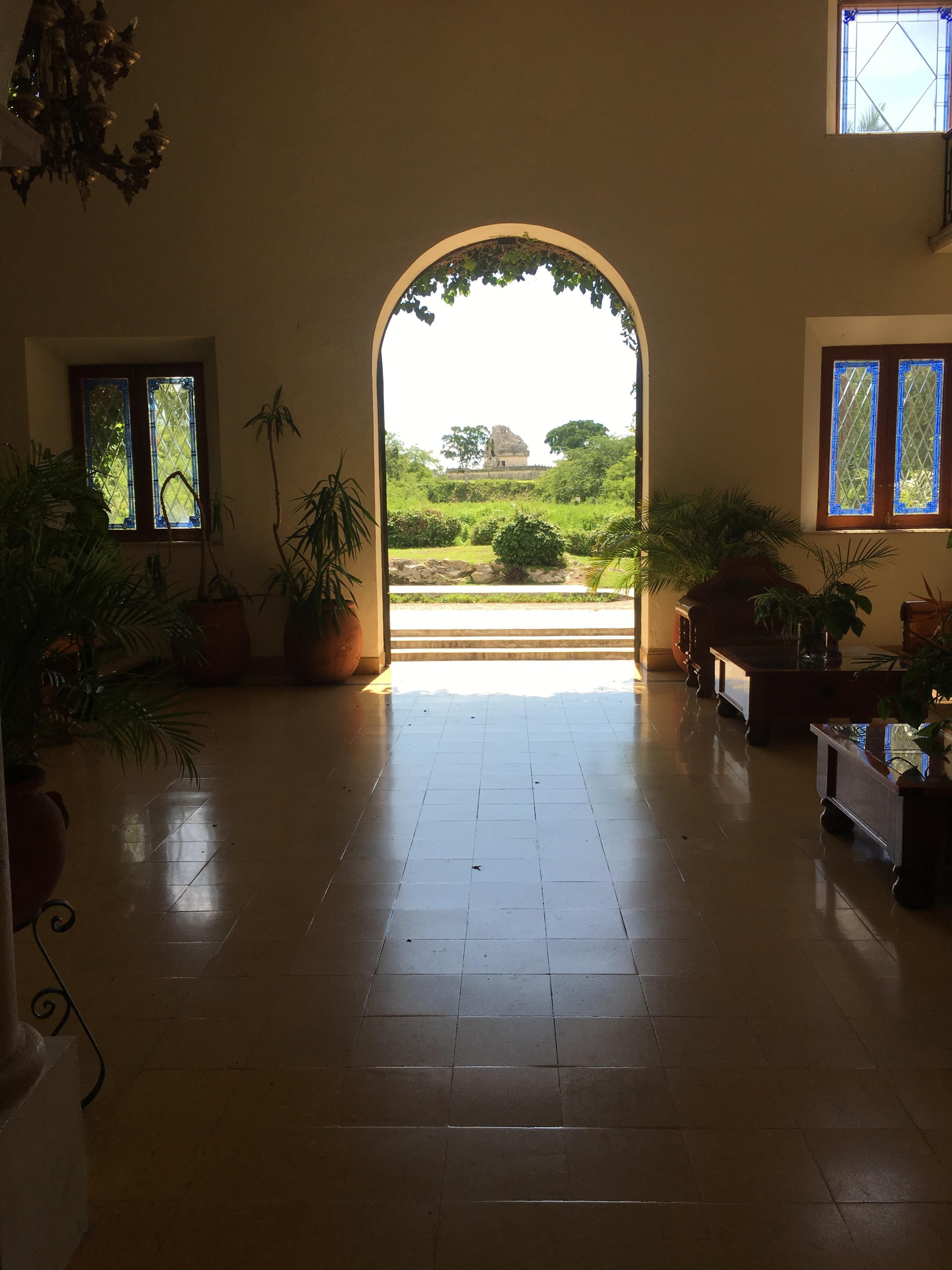 The lobby looks out on the Observatory in the park
