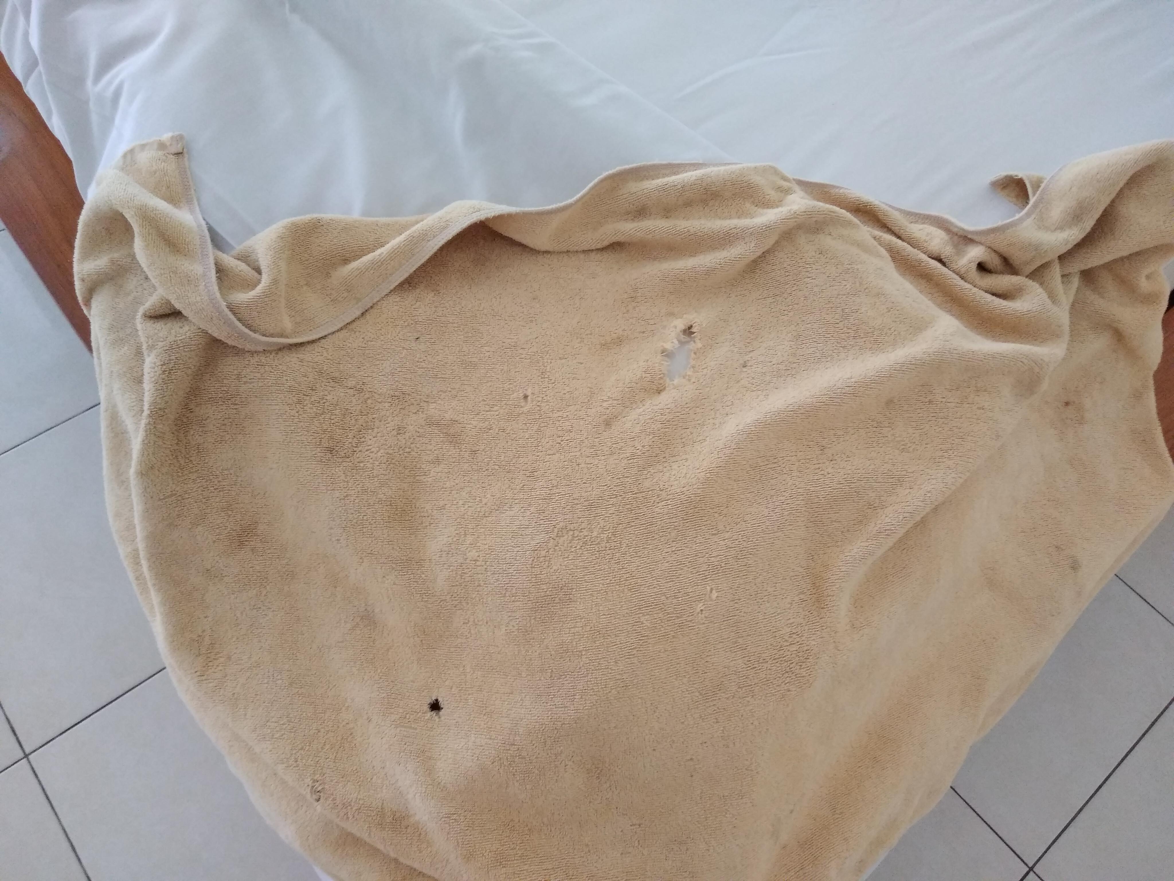 Torn and stained towels