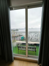 Balcony with the view of the lake