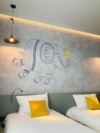 Super cute art on the walls.