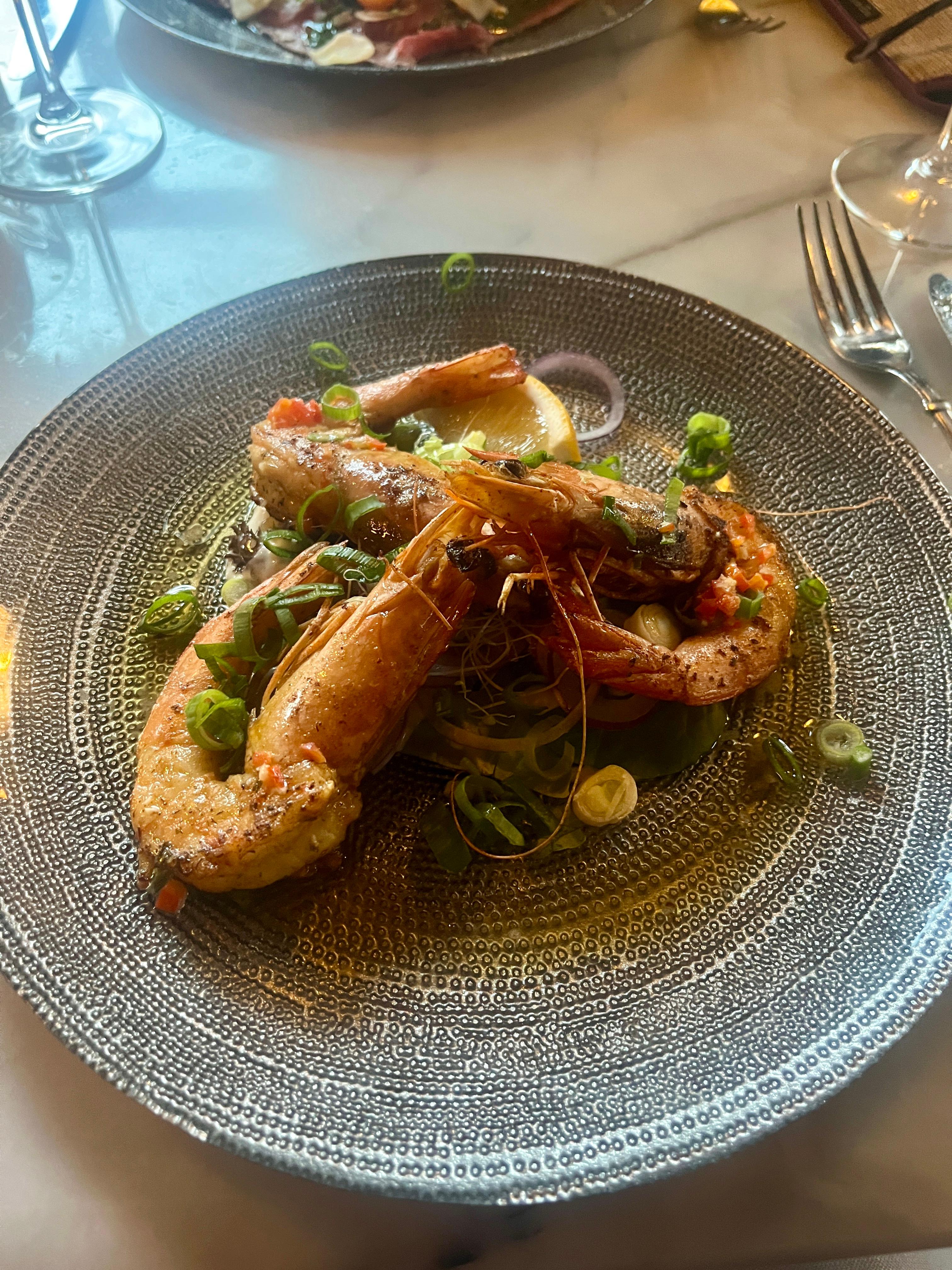 Nice meal in new restaurant. This was a starter - Gambas