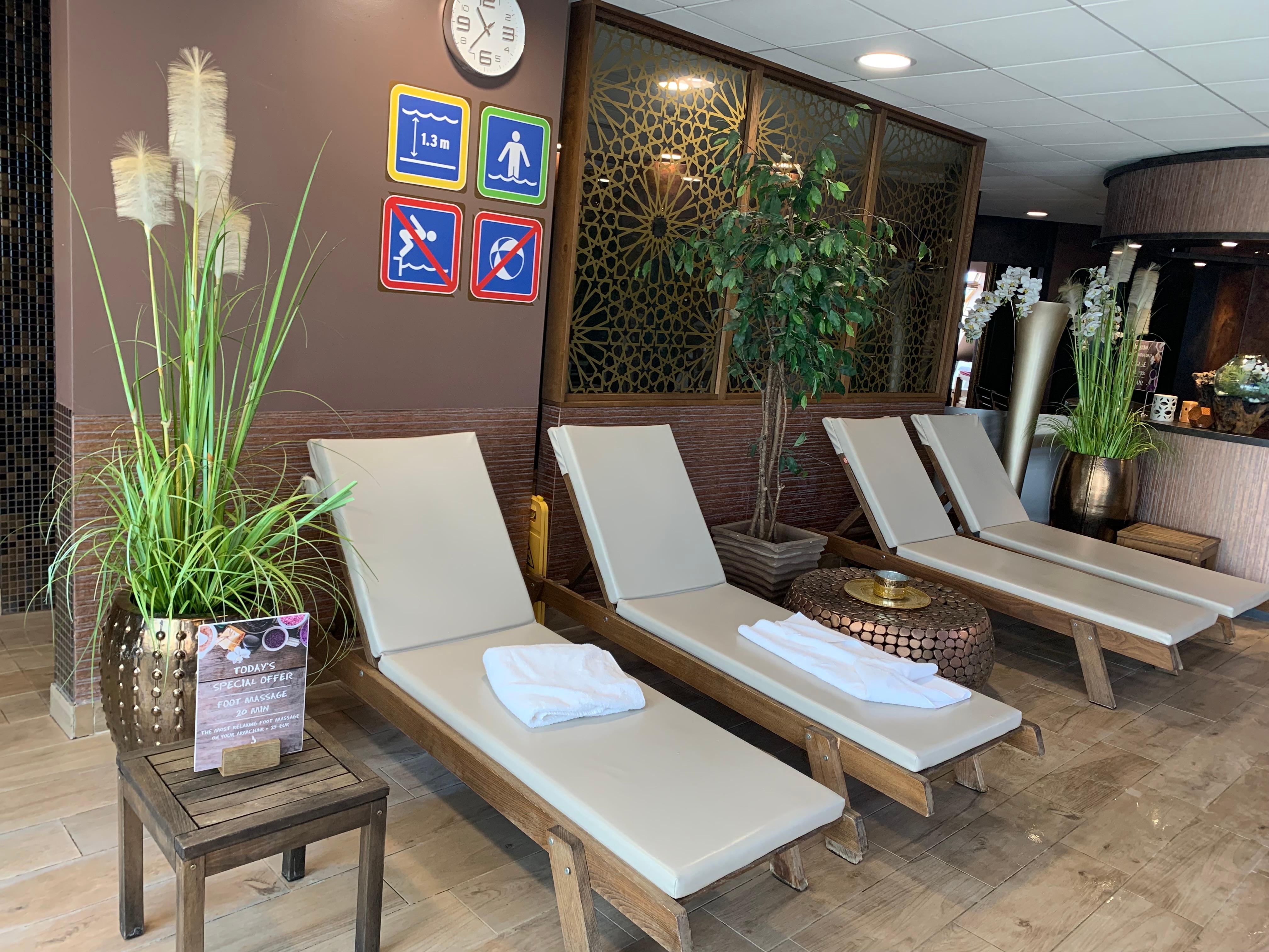 Deckchairs at pool