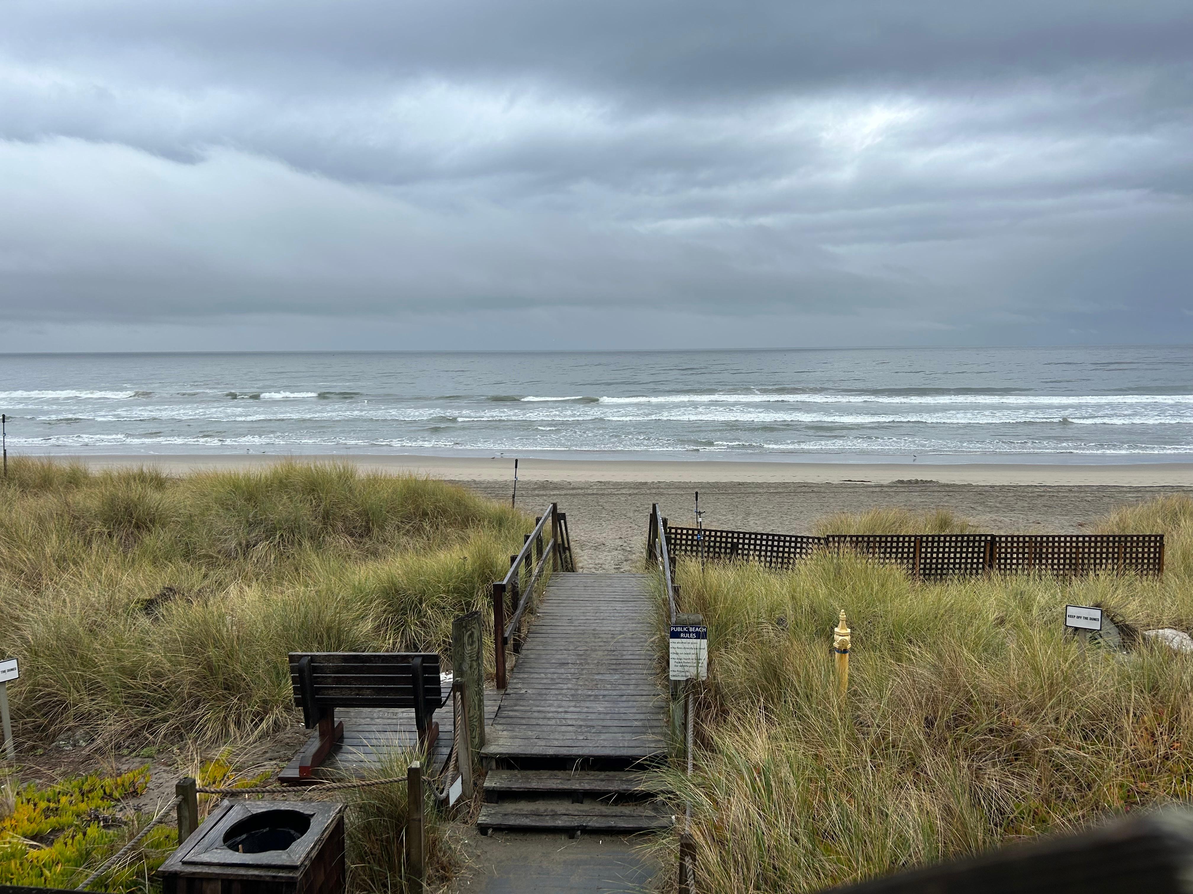 View from private beach entry