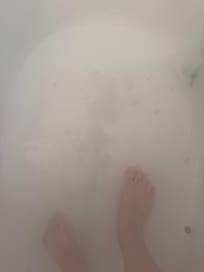 This is us taking a shower with Water up to her ankles