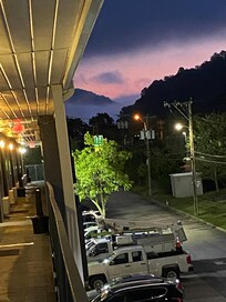 About 6am, sun rising