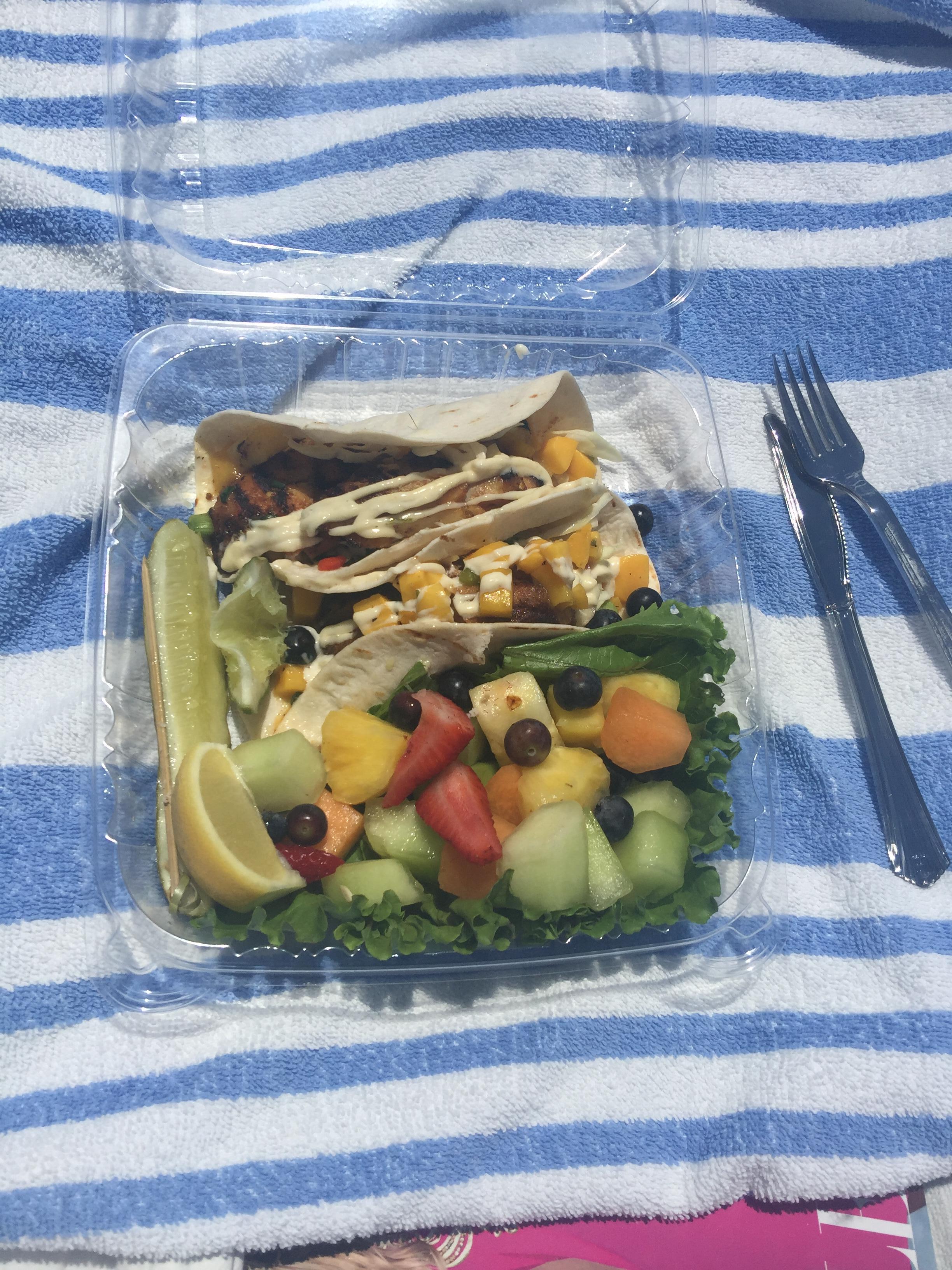 Pear and field greens salad 