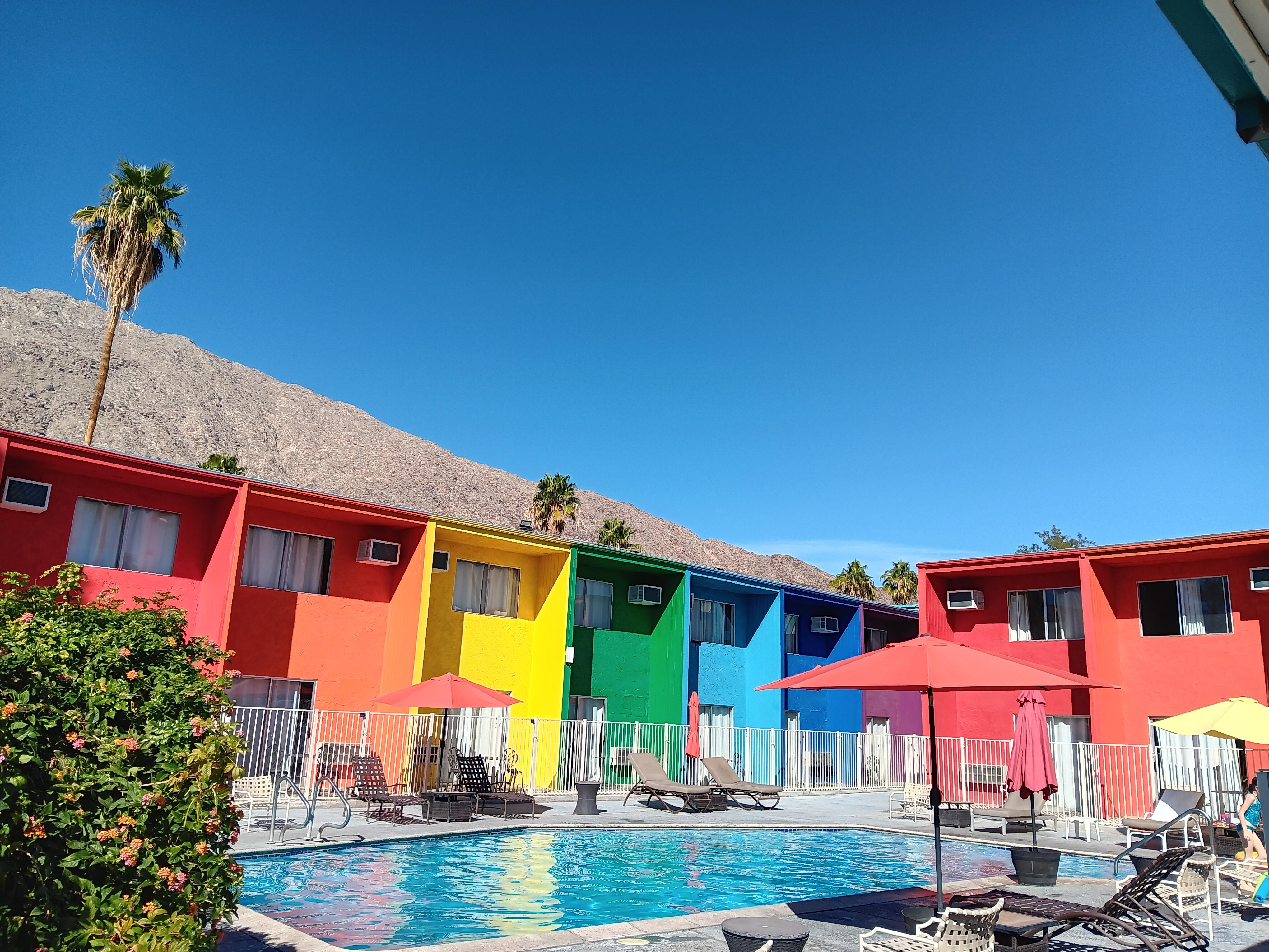 Colorful pool area 