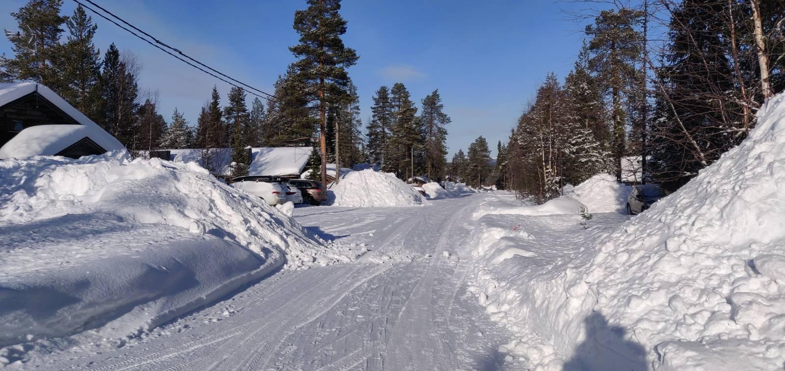 A snowy view of the neighbourhood