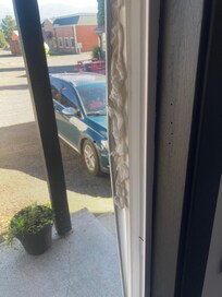 I added tissue to a hole in the frame of the screen to keep out bugs