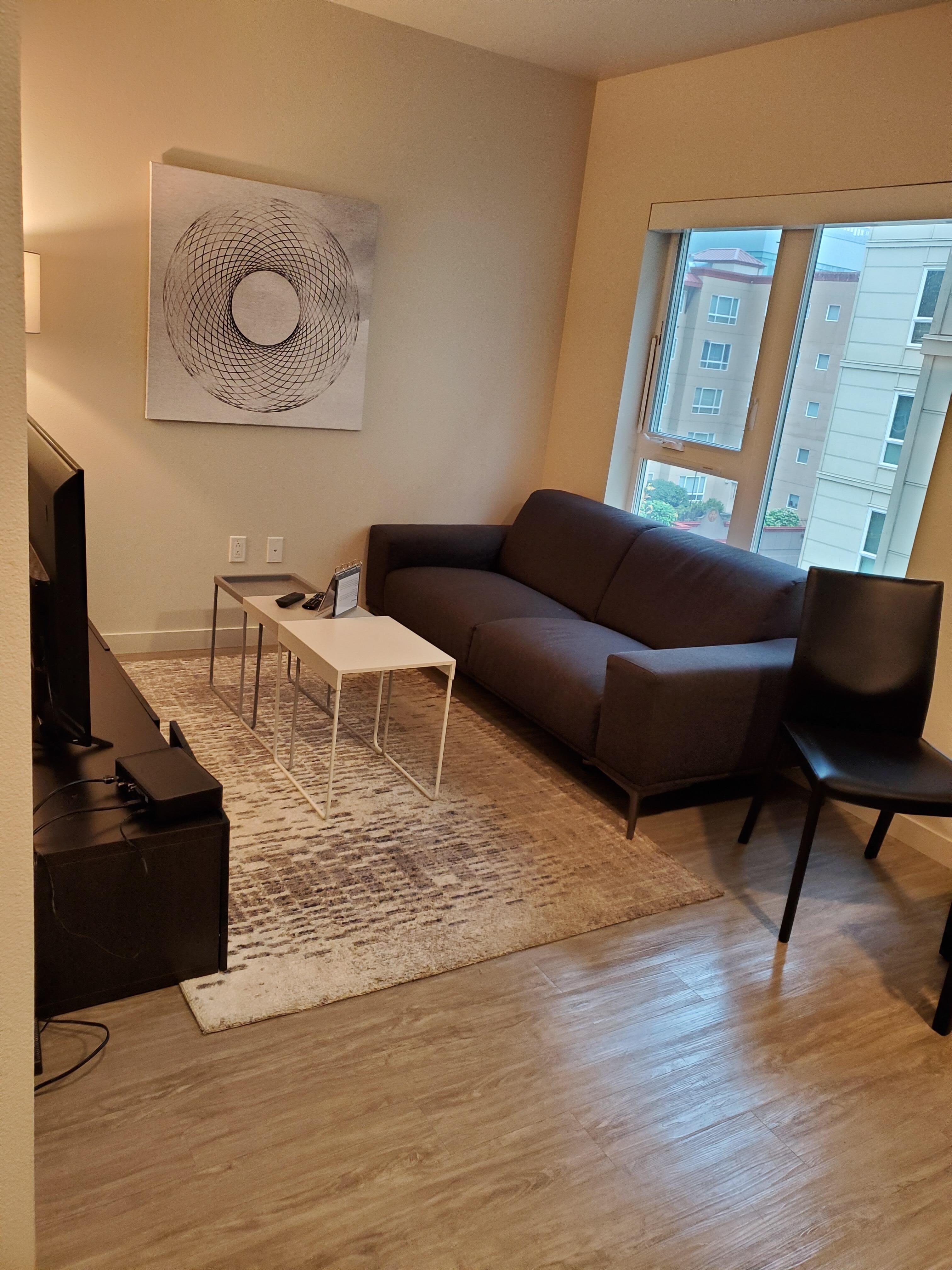 Living room with flat screen and cable